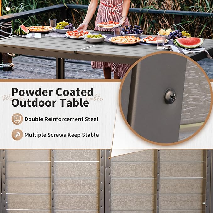 Devoko Patio Dining Table for 6 Outdoor Patio Table 59" x 35" Weather-Resistant - Image 5