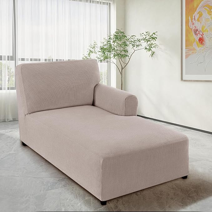 FantasDecor Right Chaise Lounge Cover Stretch Chair Lattice Slipcover - Image 2