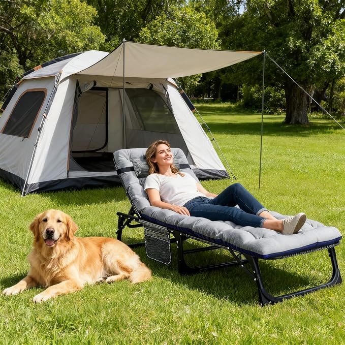 DoCred Heavy Duty Chaise Lounge Chair, Adjustable 5-Position Folding Chaise - Image 4