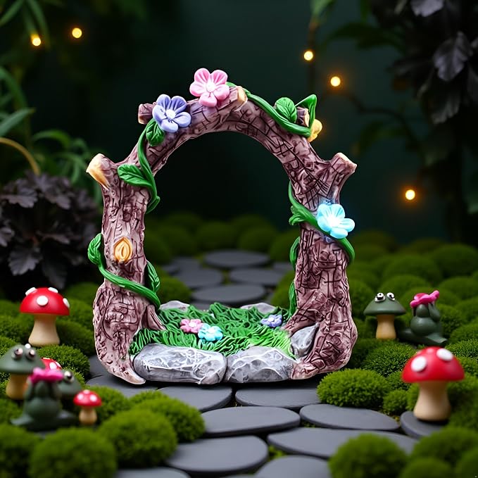 Kai Dream Miniature Fairy Garden Accessories, Resin Craft Flower Arch Figurine - Image 3