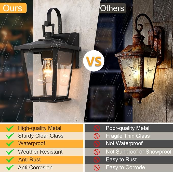 Kalium Outdoor Light Fixtures Wall Mount, Waterproof Exterior Wall Lanterns - Image 6