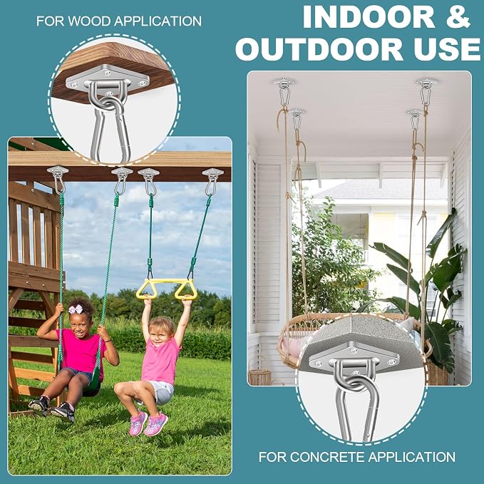 Hammock Hooks 2 Pack, Heavy Duty Hammock Hanging Kit, M10 304 Stainless Steel - Image 5