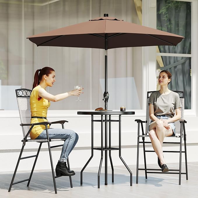 Outsunny 4 Piece Outdoor Patio Dining Furniture Set, 2 Folding Chairs, - Image 9