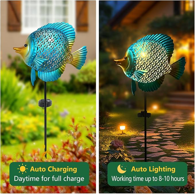 HONGLAND Outdoor Fish Solar Garden Lights - Image 2