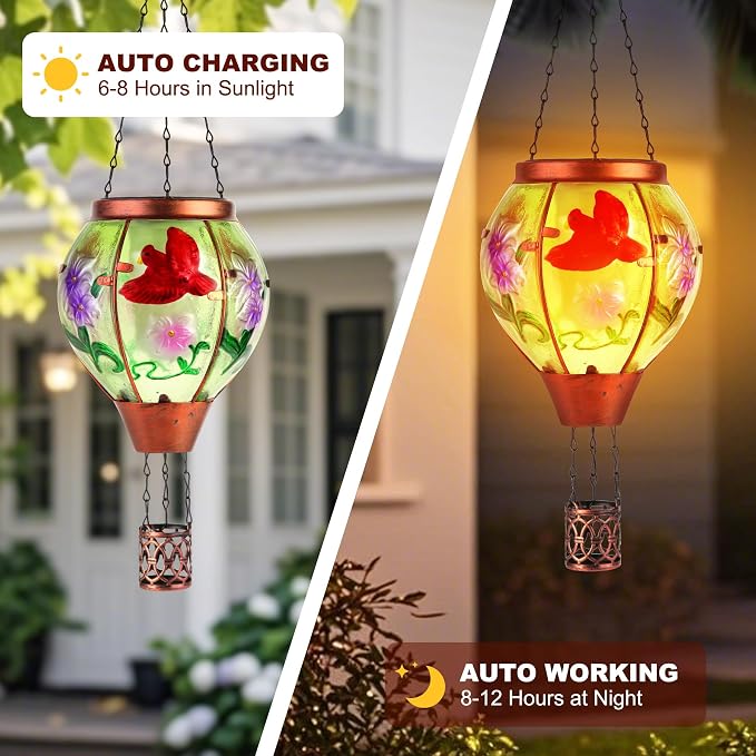 Cardinal Solar Hot Air Balloon Lantern, Outdoor Decor - Image 4
