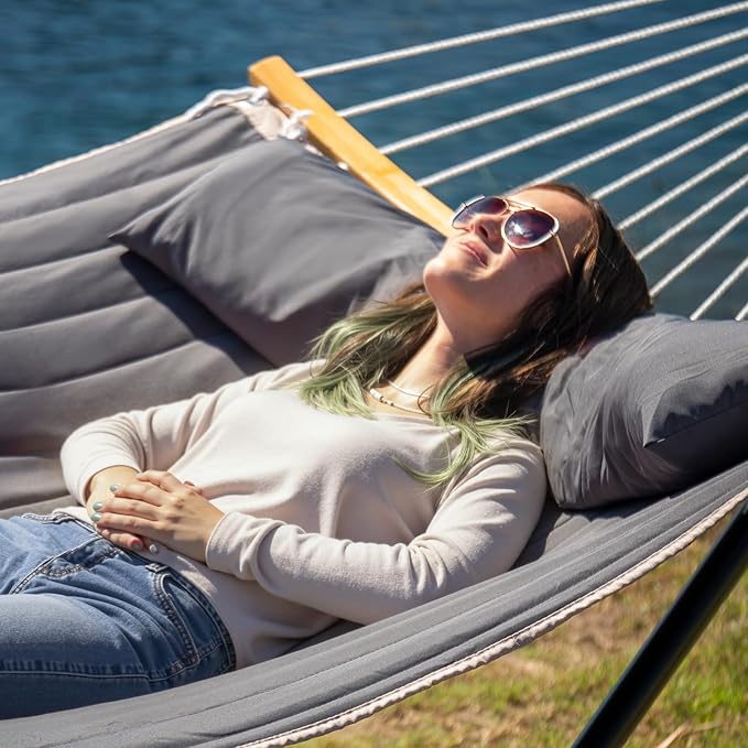 55in Hammock with Stand, Heavy Duty Hammock with Stand Included, Two Person - Image 2