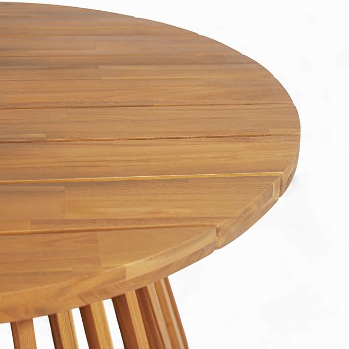 Merax Patio Outdoor Acacia Wood Round Coffee Table - Image 5