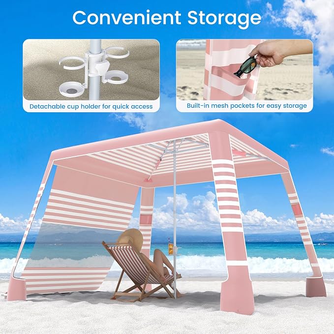 MoKo Beach Cabana, UPF 50+ Protection Easy Setup Beach Tent Sun Shelter - Image 8