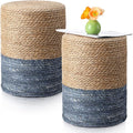 Barydat 2 Pcs 15'' Ottoman Pouf Natural Seagrass Braided Poof Hand Weaving by home