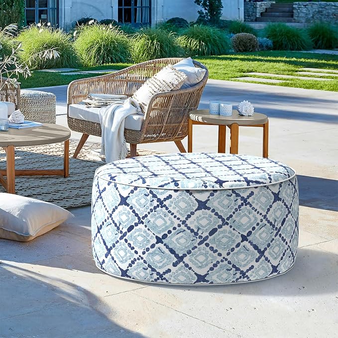 LVTXIII Outdoor Inflatable Ottoman, Fade-Resistant Round Footrest Stool D31”x - Image 2