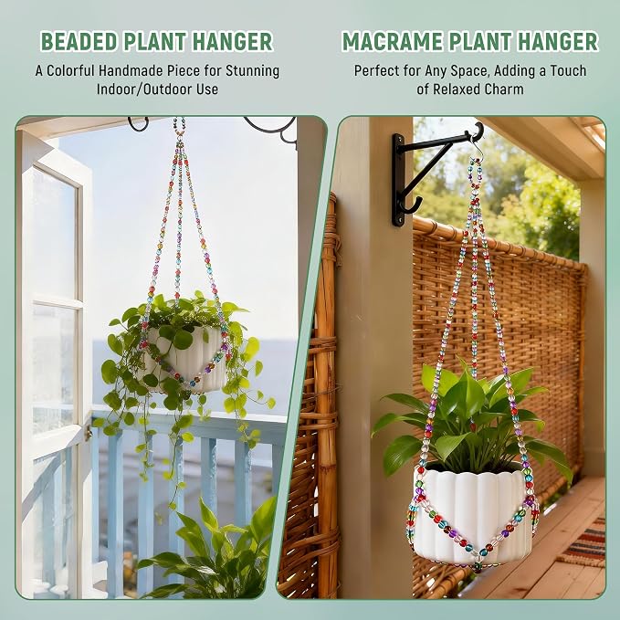 1Pack Glass Beaded Plant Hanger Indoor, Rainbows Hanging Planters - Image 6