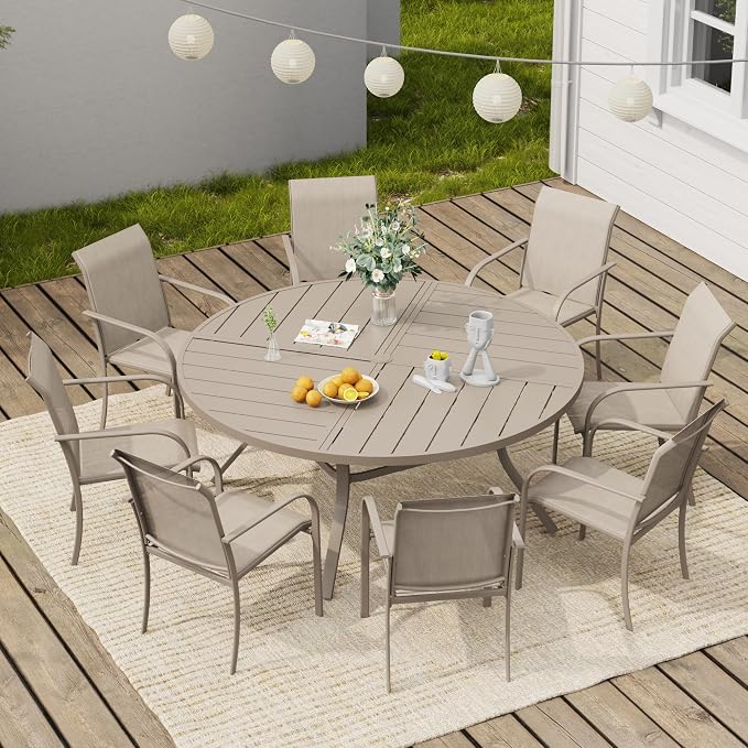 VICLLAX 63" Round Outdoor Table, Patio Dining Table - Image 4