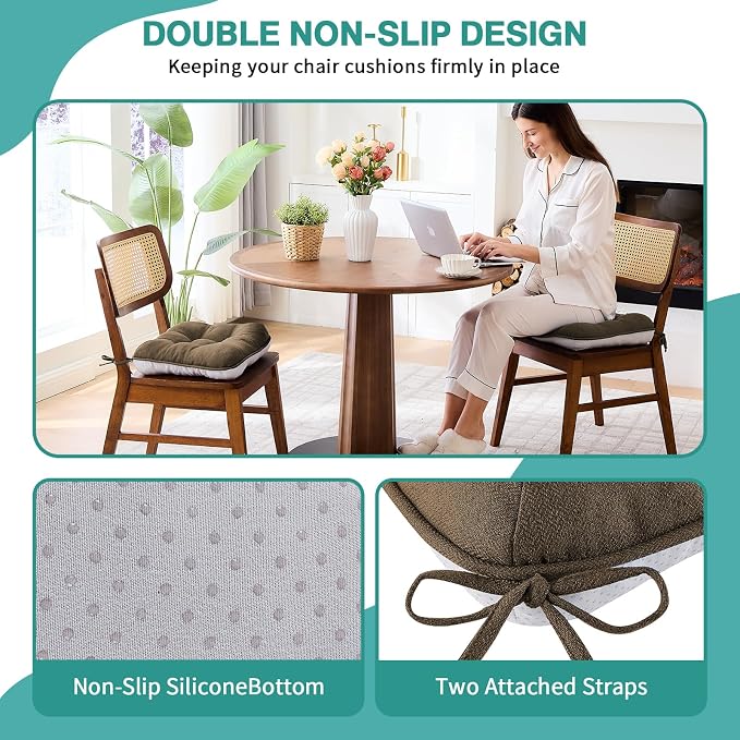 BETU Chair Cushions for Dining Chairs Set of 4, 3.5" Thick Kitchen Table Chair - Image 2