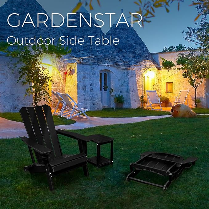 Adirondack Square Outdoor Side Table, 2-Tier Storage Patio Side Table, HDPE End - Image 7