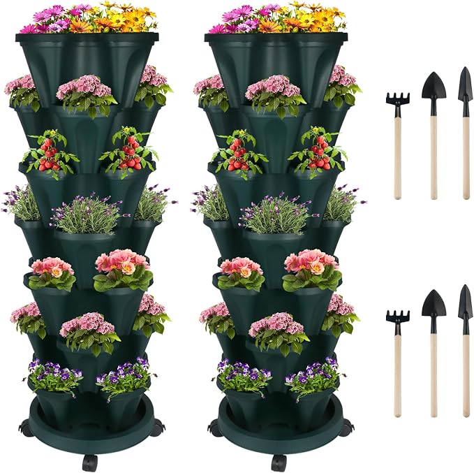 DUNCHATY Stackable Planter, Vertical Garden Planter by DUNCHATY