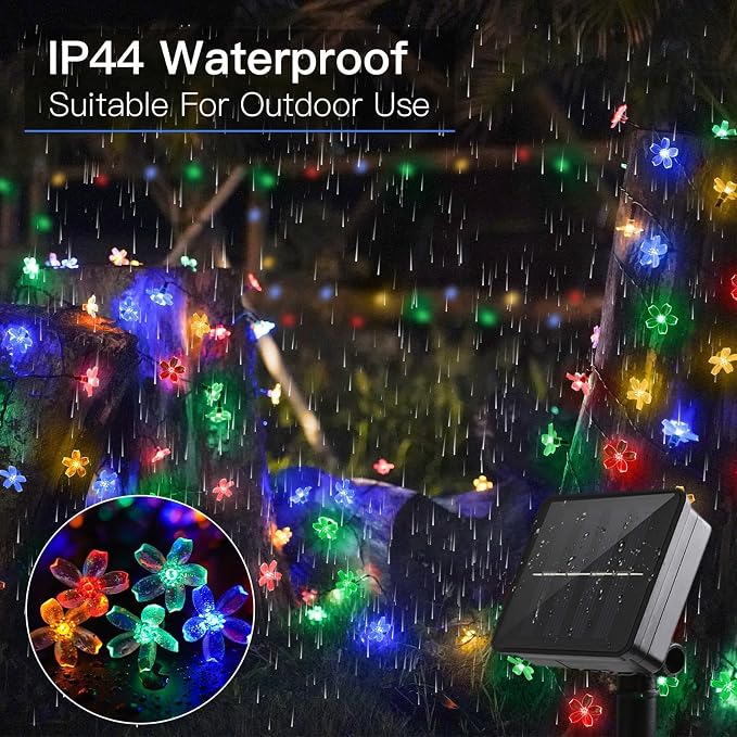 suddus Solar String Lights for Outside, 2 Pack 100 LED Flower Solar Powered - Image 6