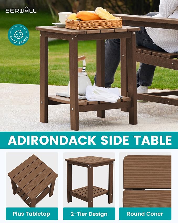SEWRWALL Patio Furniture Set, HDPE Material All Weather Use Adirondack Chair Set - Image 6