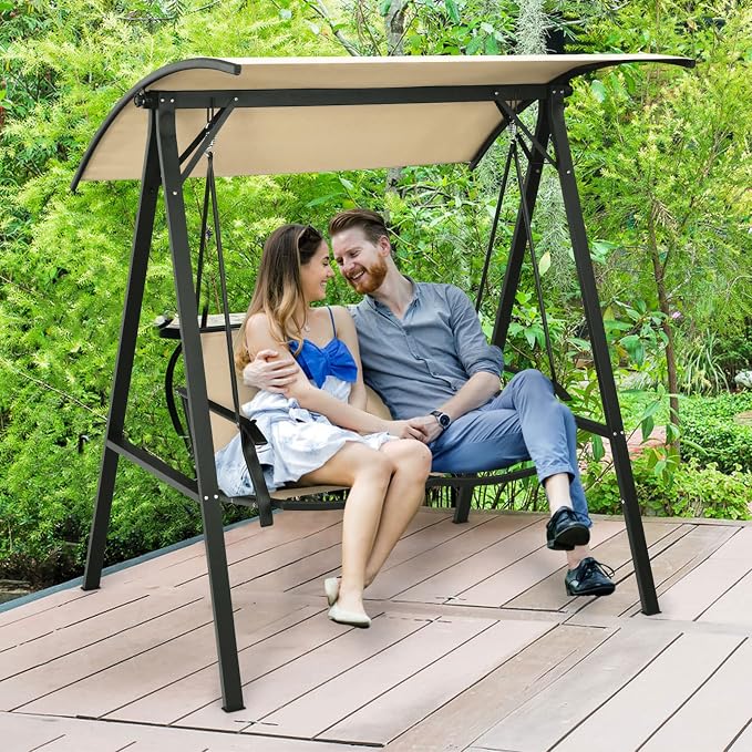 Tangkula 2-Person Patio Swing, Weather Resistant Porch Swing - Image 4