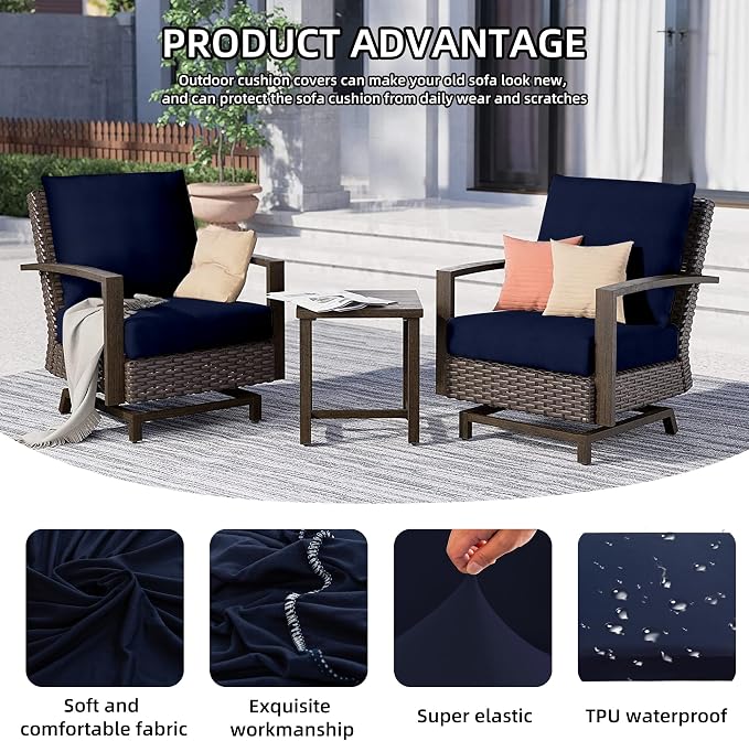 8Pcs Outdoor Cushion Covers, Patio Cushion Covers, Stretch Elastic Slipcovers - Image 3