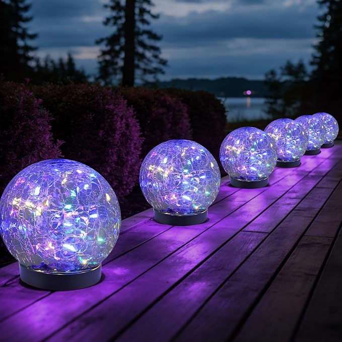 Solar Globe Lights Outdoor Waterproof-Solar Balls Garden-Cracked Glass Ball by JKIMK