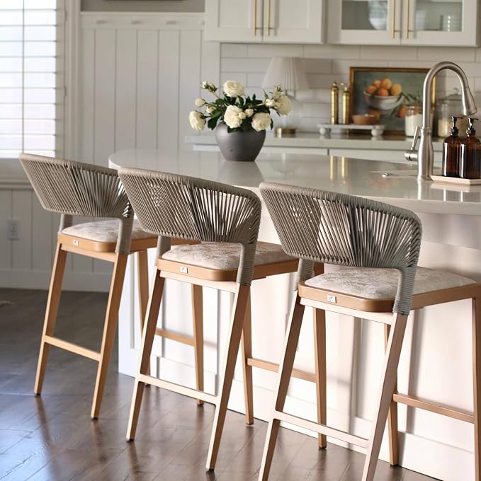PURPLE LEAF Set of 2 Bar Stools Outdoor Barstools - Image 3