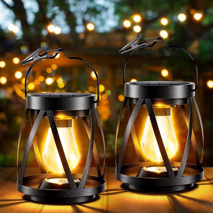 GARPAR Solar Lights Outdoor Waterproof, Upgraded Metal Outdoor Lantern - Image 7