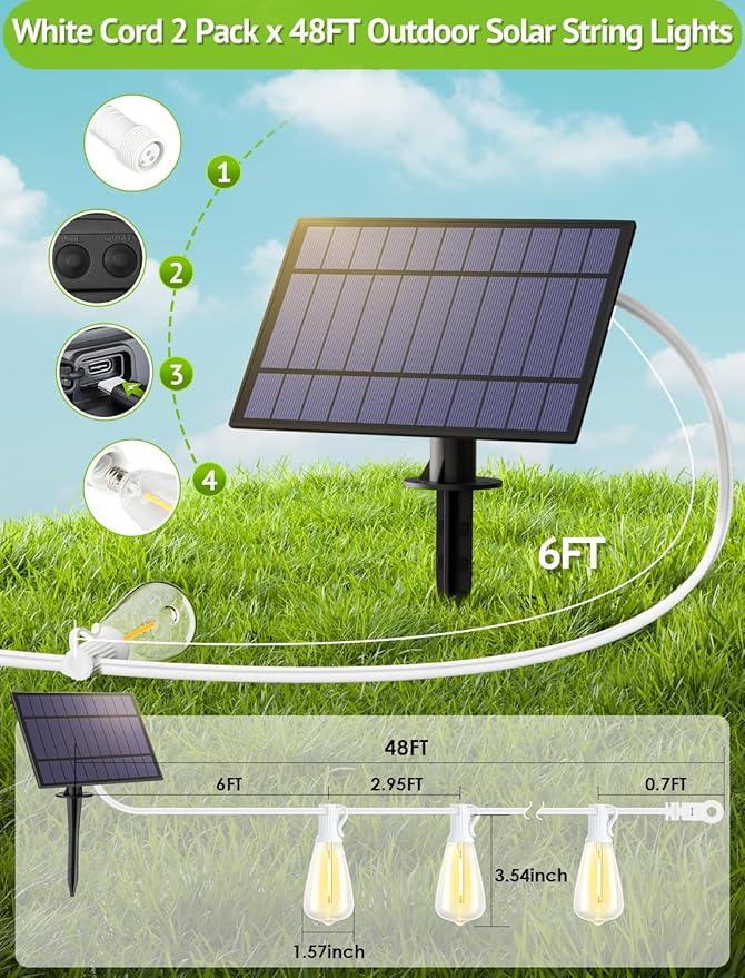 96FT Solar Outdoor String Lights - Image 4