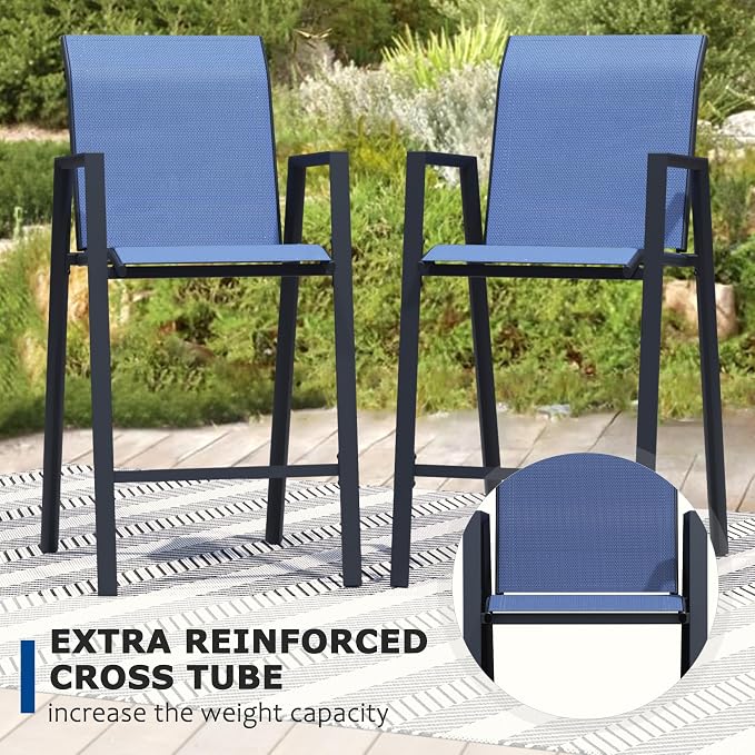 Outdoor Bar Stools Set of 4, Bar Height Chairs - Image 4