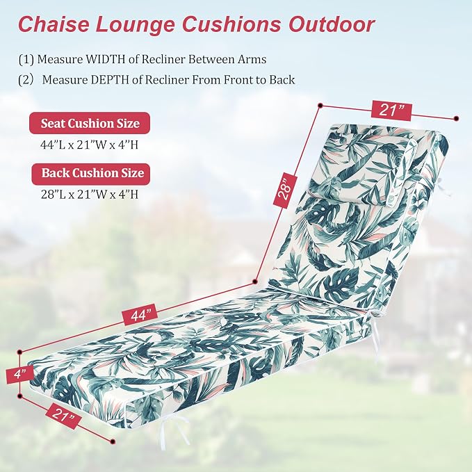 Chaise Lounge Cushions Outdoor 72x21x4 Inch, Patio Lounger Chair Cushion - Image 2