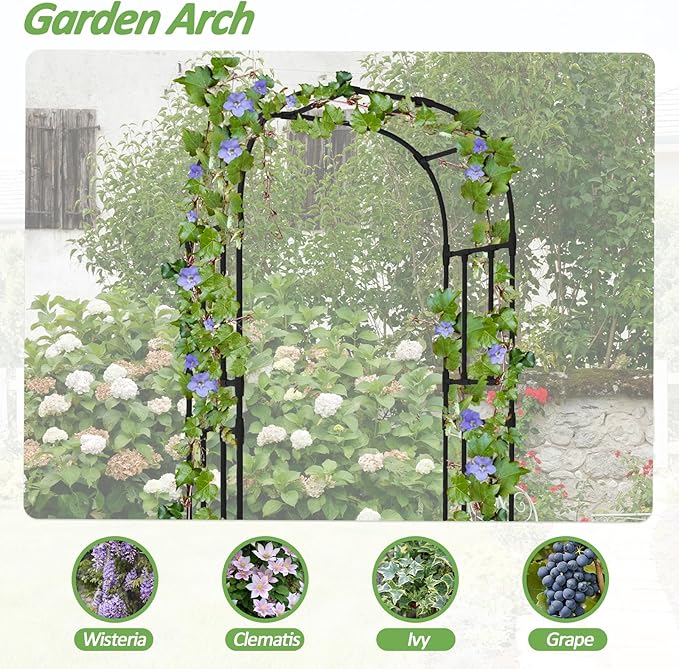 Garden Arch Trellis-59*94.5", Plastic-Coated Rust-Proof Arbor Trellis, Garden - Image 6