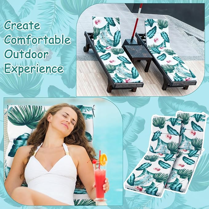 2 Pcs Indoor Outdoor Chaise Lounge Cushions 72 x 22 Inches Sponge Bench Outdoor - Image 5
