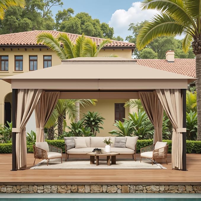 Devoko Outdoor Gazebo for Patio 10'x 13' Heavy Duty Metal Frame Canopy - Image 7