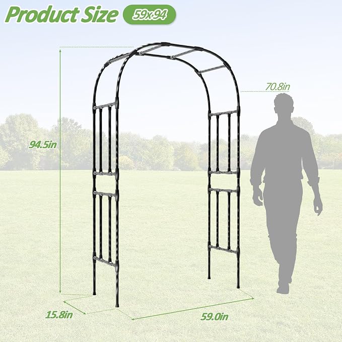 Garden Arch Trellis-59*94.5", Plastic-Coated Rust-Proof Arbor Trellis, Garden - Image 4