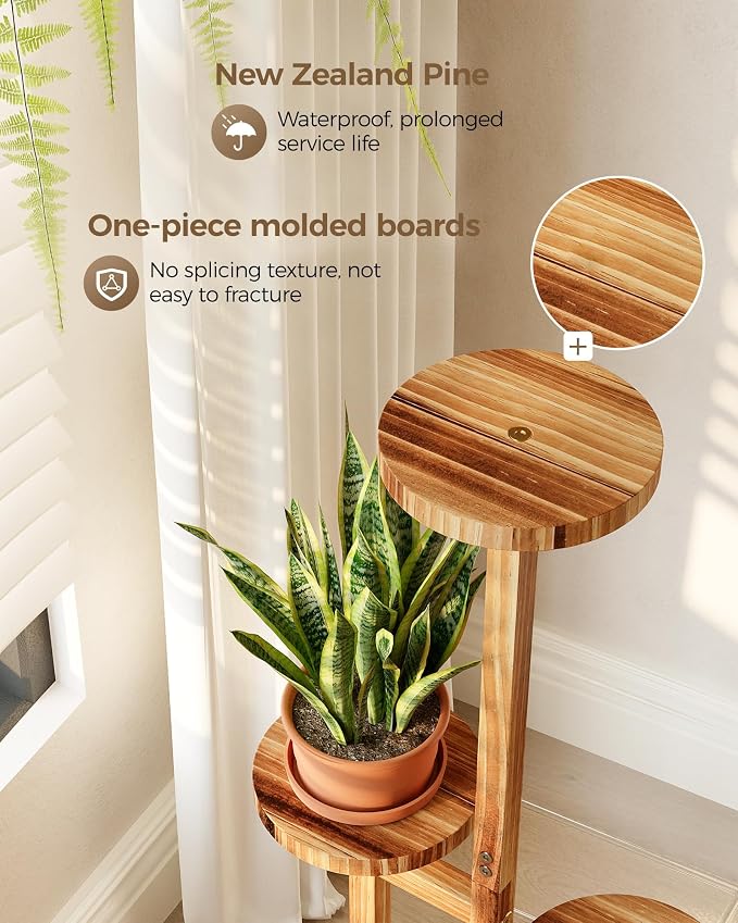 Bamworld Plant Stand Indoor Plant Shelf 4 Tier Wood Plant Stand - Image 2