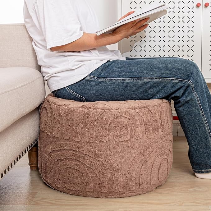 Asuprui Plush Fabric Ottoman Footrest – 20"x14" Soft Foam Pouf - Image 4