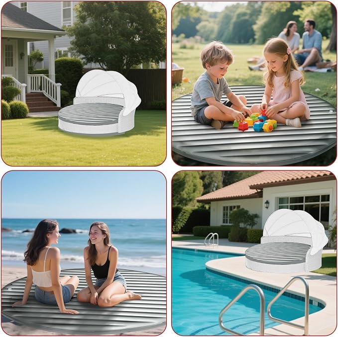 Outdoor Daybed Cushion, Round Water Bed Mattresses, Free Flow Full Wave - Image 8