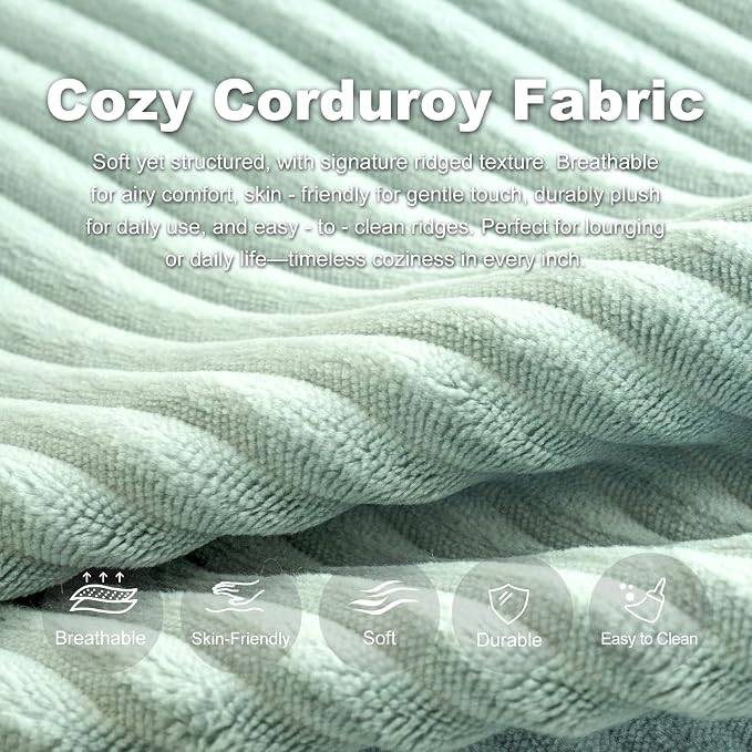 Giant Bean Bag Chair for Adults, Corduroy Chaise Lounge - Image 9