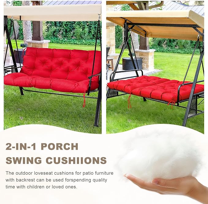 Porch Swing Cushion with Backrest, Waterproof Bench Cushion - Image 4