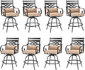 PHI VILLA Outdoor Swivel Bar Stools Set of 8，Patio Counter Height Bar Chairs by PHIVILLAThepioneerofcomfortablehouseholdsupplies