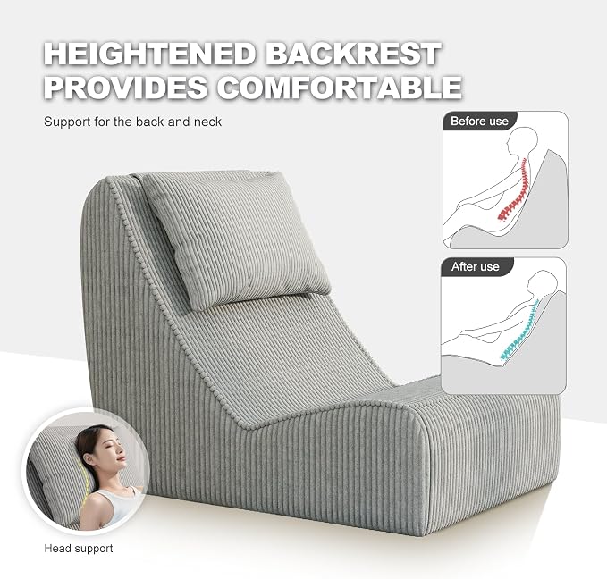 Giant Bean Bag Chair for Adults, Corduroy Chaise Lounge - Image 5