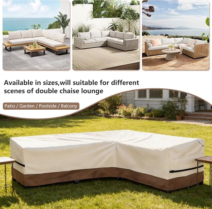 okcool Outdoor Sectional Sofa Cover Waterproof-L-Shaped Patio Furniture Covers - Image 3