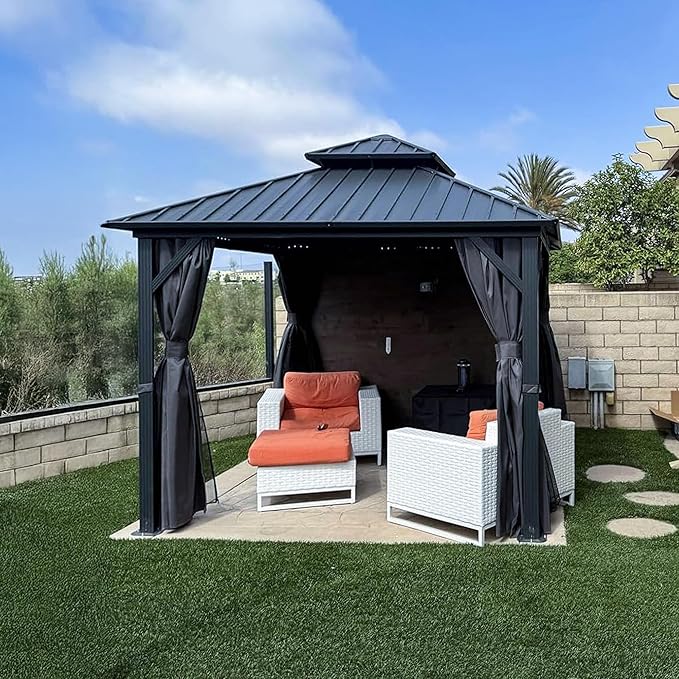 PURPLE LEAF 10' X 10' Hardtop Gazebo Permanent Gazebo by PURPLELEAF