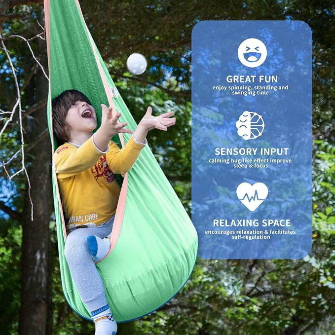 OUTREE Kids Pod Swing Seat, Cotton Child Hammock Swing Chair, Sensory Swing - Image 3