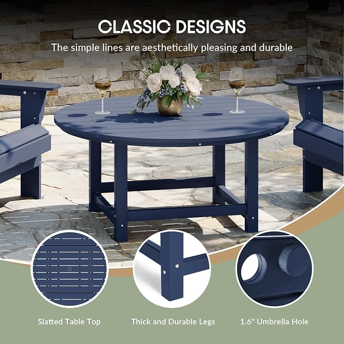 WestinTrends Malibu Low Outdoor HDPE Round Patio Coffee Table - Image 8