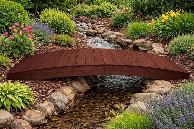 10 FT MAHOGANY Amish Made Pinewood Heavy Duty Garden Bridge - Image 5