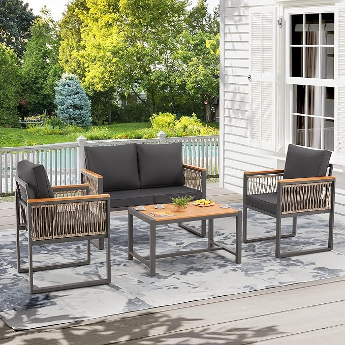 EROMMY 4 Pieces Outdoor Patio Furniture Set by EROMMY