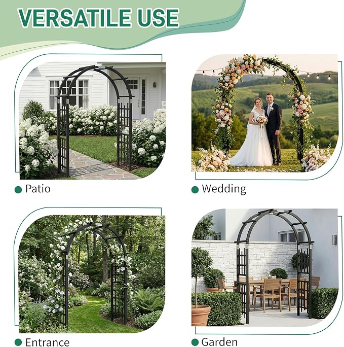 VINGLI Wooden Garden Arbor, Heavy Duty Outdoor Frame Trellis - Image 6