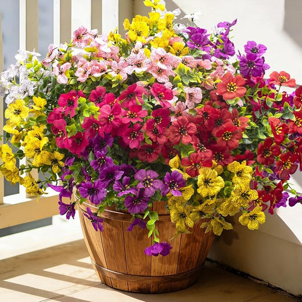 20 Bundles Artificial Flowers for Outdoors, UV Resistant Fake Plants Flowers by Grunyia