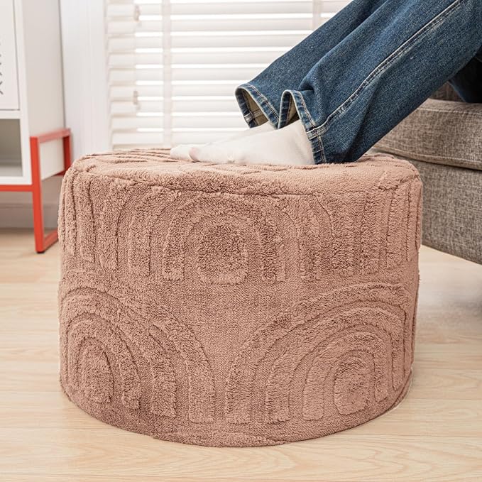 Asuprui Plush Fabric Ottoman Footrest – 20"x14" Soft Foam Pouf - Image 3