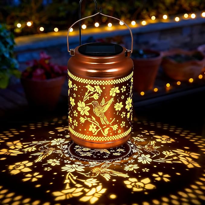 Solar Lanterns Outdoor Hummingbird Decorative Solar Lights Waterproof Metal by Dialans